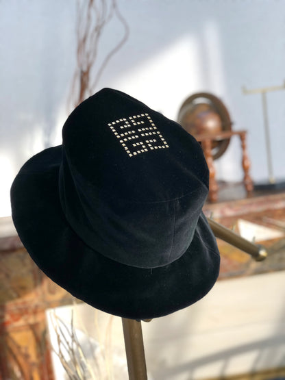 GIVENCHY 標誌絲絨帽 黑色 復古 舊款 c3eu3p