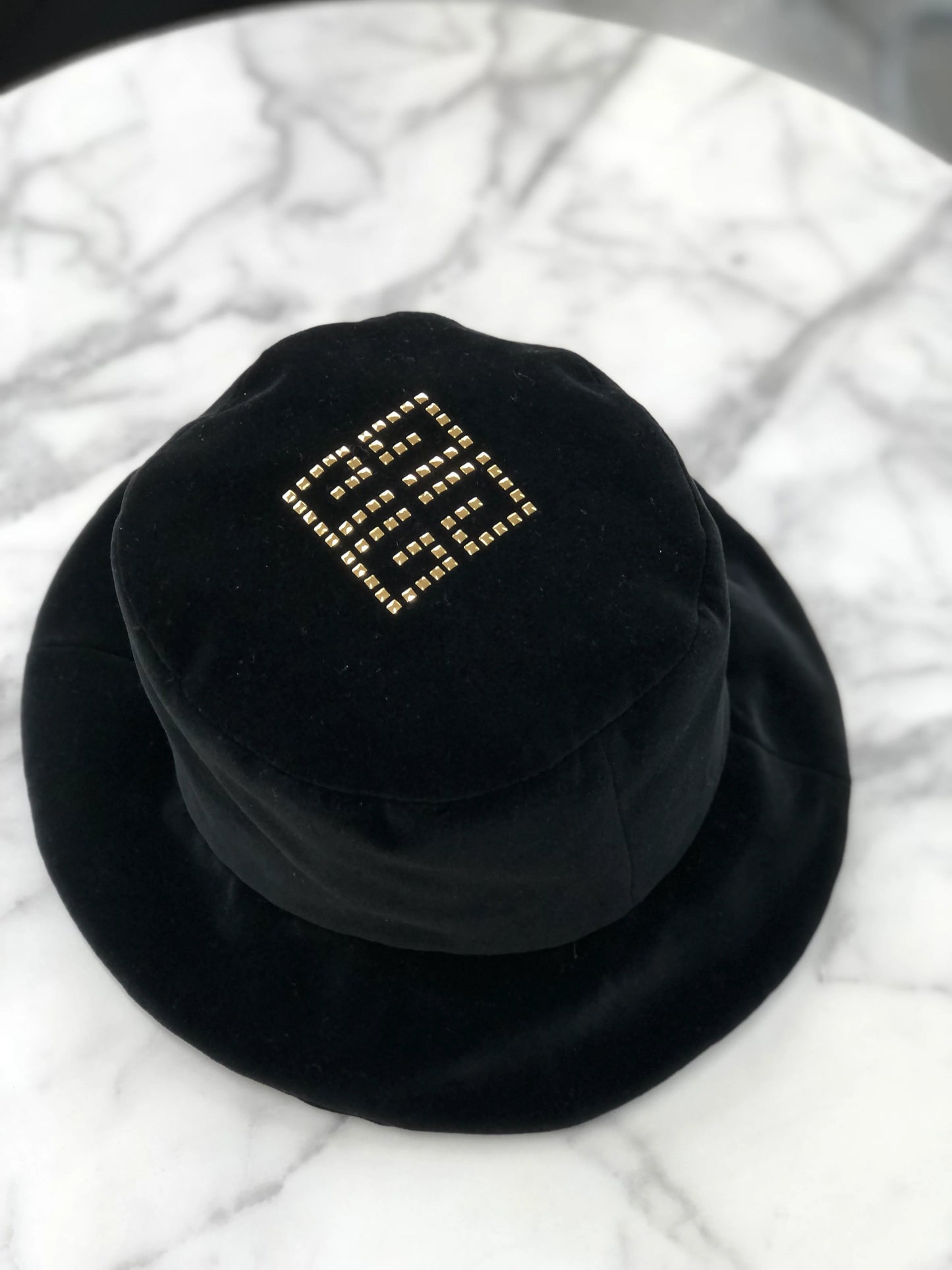 GIVENCHY Logo Velour Hat Black Vintage Old c3eu3p