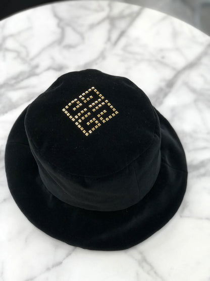 GIVENCHY 標誌絲絨帽 黑色 復古 舊款 c3eu3p