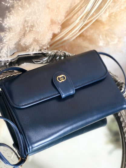 GUCCI GG logo 2Way Shoulder bag Clutch bag Navy Vintage Old Gucci yscy3p