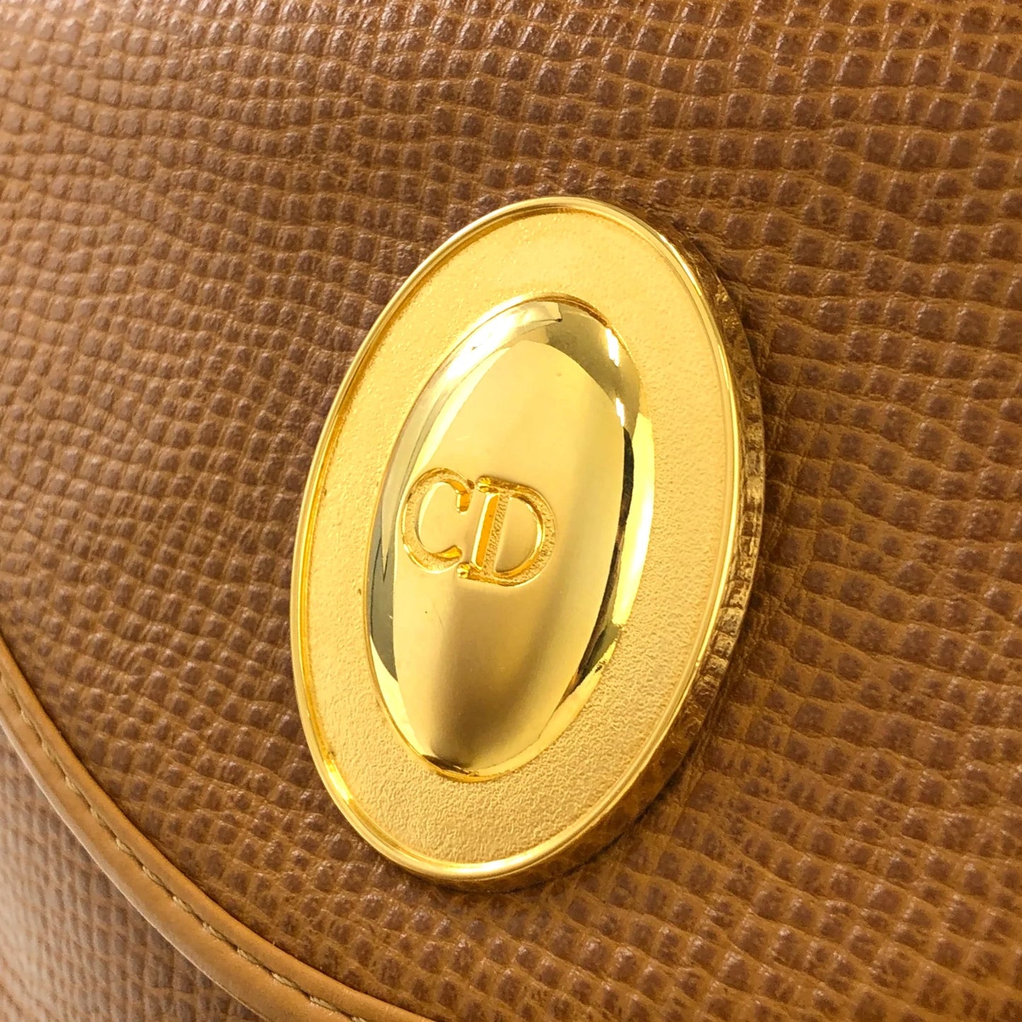 Christian Dior CD logo Handbag Shoulder bag Camel Old Vintage cc2prf