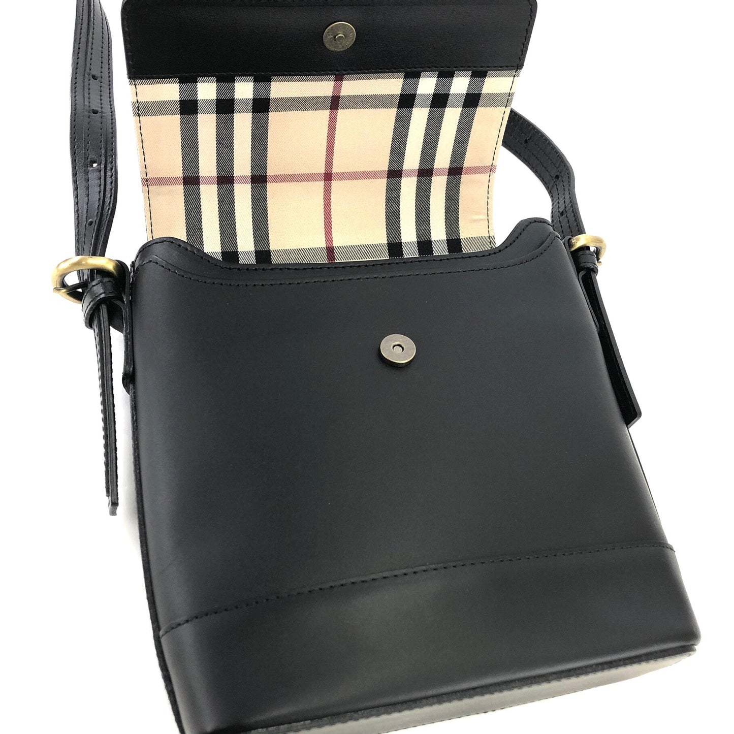 Burberry's Nova check Logo Shoulder bag Black Vintage Old vhk7dr