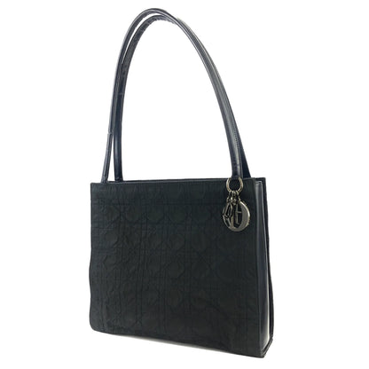 Christian Dior Cannage Charm Nylon Shoulderbag Handbag Black Vintage Old k2mj4v