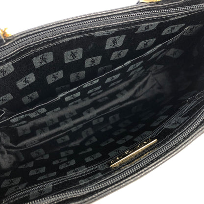 Yves Saint Laurent YSL logo Leather Handbag Black Vintage Old irukzm