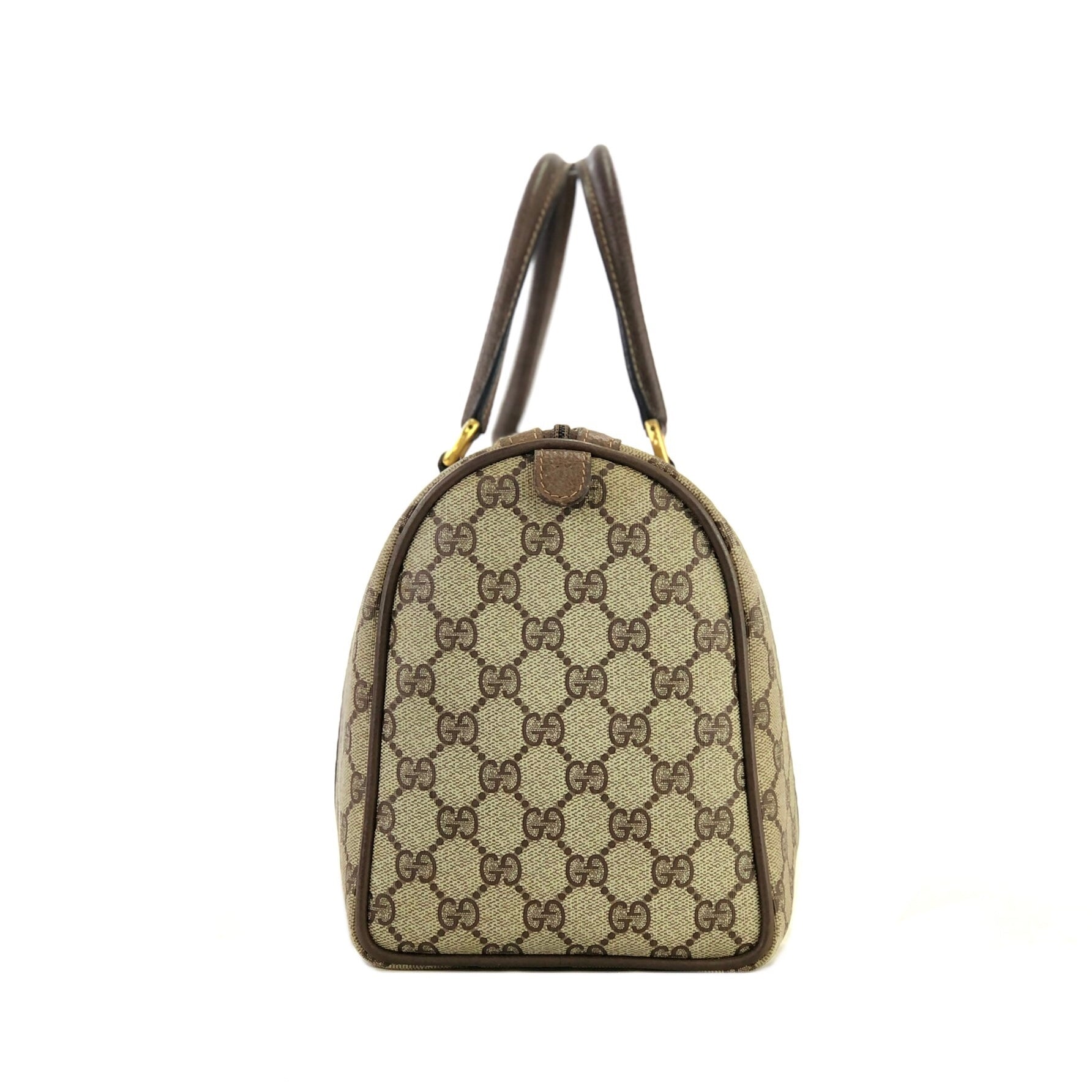 GUCCI Vintage Mini Boston Bag Brown Leather Sherry Line Handbag
