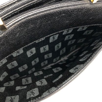 Yves Saint Laurent YSL logo Leather Handbag Black Vintage Old irukzm