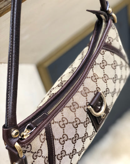 GUCCI GG canvas Horsebit Hobobag Handbag Beige Vintage Old m2giri