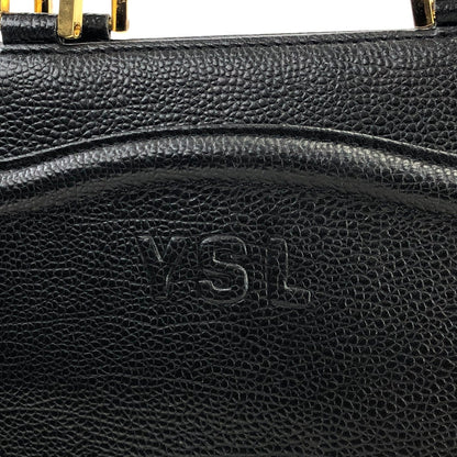 Yves Saint Laurent YSL logo Leather Handbag Black Vintage Old irukzm