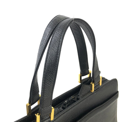 Yves Saint Laurent YSL logo Leather Handbag Black Vintage Old irukzm