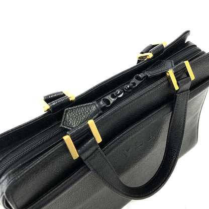 Yves Saint Laurent YSL logo Leather Handbag Black Vintage Old irukzm