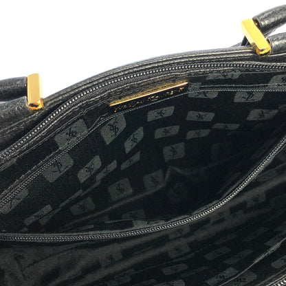 Yves Saint Laurent YSL logo Leather Handbag Black Vintage Old irukzm