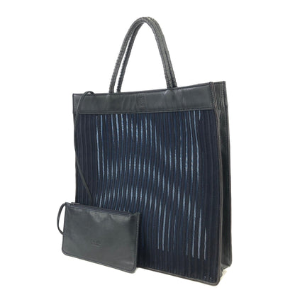 LOEWE Anagram Stripe Mesh Handbag Navy Vintage Old 8wisdp