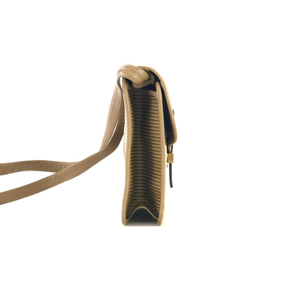 Yves Saint Laurent YSL embossed front lock PVC leather pochette shoulder bag beige vintage old xcm5c4