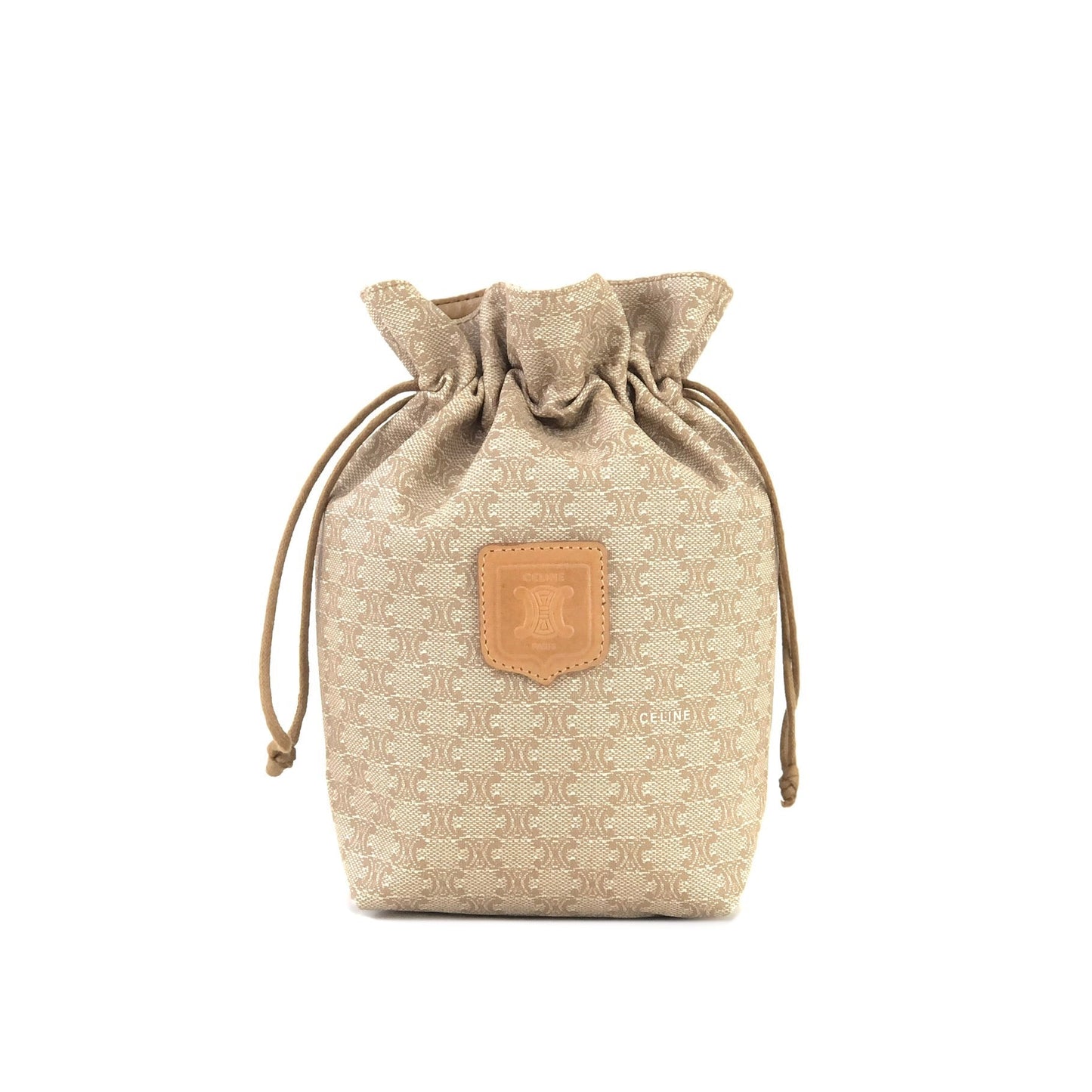 CELINE Macadam Drawstring Mini bag Pouch Beige Vintage Old CELINE i8fy24