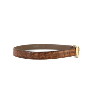 LOEWE Anagram motif Crocodile emboss Belt Brown Vintage Old j6mhr8