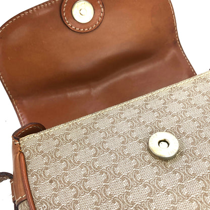 CELINE Macadam Horsebit PVC Leather Pochette Mini Bag Shoulder Bag Beige vintage Old Celine rycwjg