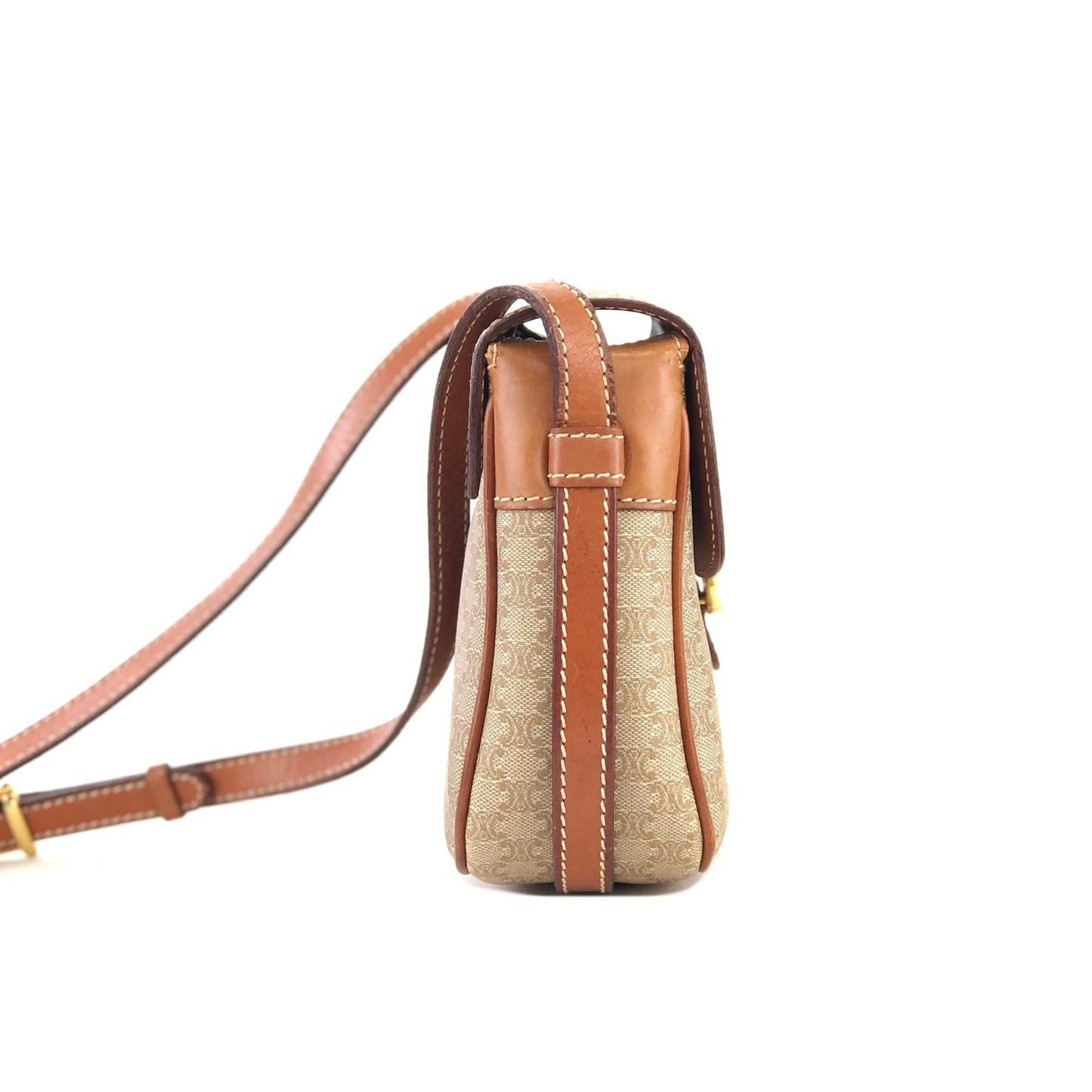 CELINE Macadam Horsebit PVC Leather Pochette Mini Bag Shoulder Bag Beige vintage Old Celine rycwjg