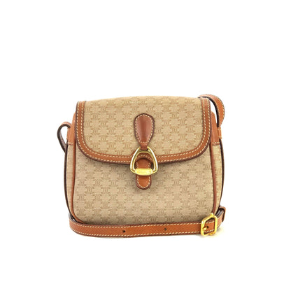 CELINE Macadam Horsebit PVC Leather Pochette Mini Bag Shoulder Bag Beige vintage Old Celine rycwjg
