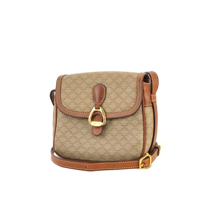 CELINE Macadam Horsebit PVC Leather Pochette Mini Bag Shoulder Bag Beige vintage Old Celine rycwjg