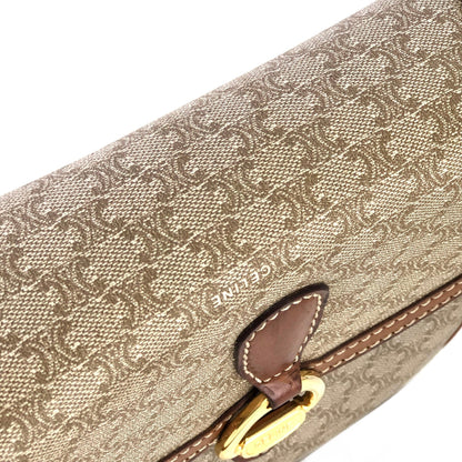CELINE Macadam Horsebit PVC Leather Pochette Mini Bag Shoulder Bag Beige vintage Old Celine rycwjg
