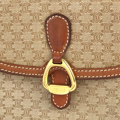 CELINE Macadam Horsebit PVC Leather Pochette Mini Bag Shoulder Bag Beige vintage Old Celine rycwjg