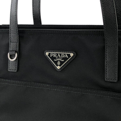 PRADA Triangle logo Nylon Tote bag Black Vintage ke54e5
