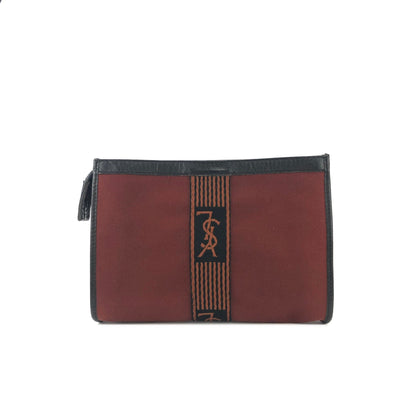 Yves Saint Laurent YSL logo Jacquard Clutch bag Bordeaux Vintage Old cvvp6t