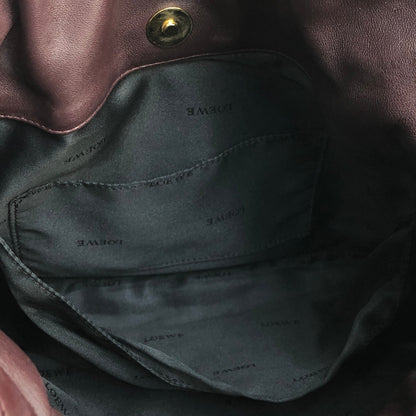 LOEWE anagram drawstring leather shoulder bag flamenco Bordeaux vintage old eptbja