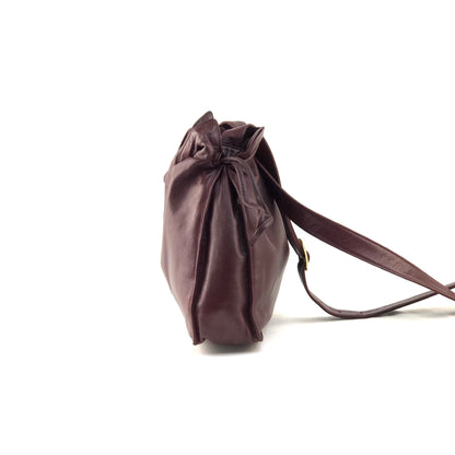 LOEWE anagram drawstring leather shoulder bag flamenco Bordeaux vintage old eptbja