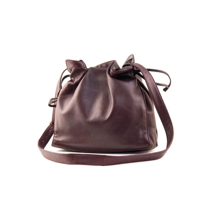 LOEWE anagram drawstring leather shoulder bag flamenco Bordeaux vintage old eptbja