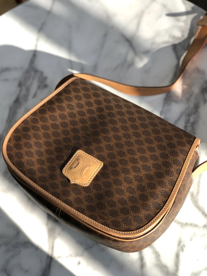 CELINE Macadam Flap Crossbody Shoulder bag Brown Vintage Old CELINE f873rk