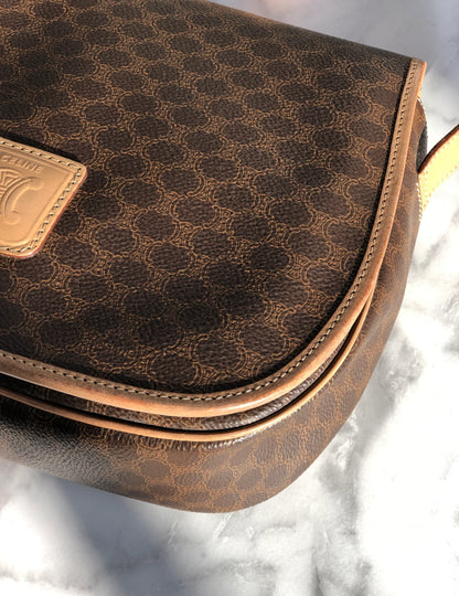 CELINE Macadam Flap Crossbody Shoulder bag Brown Vintage Old CELINE f873rk