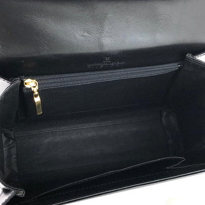 GIVENCHY Logo Flap Handbag Black Vintage Old d3htvy