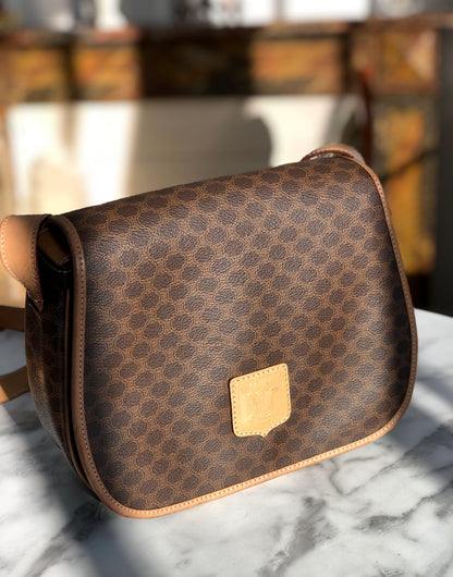 CELINE Macadam Flap Crossbody Shoulder bag Brown Vintage Old CELINE f873rk