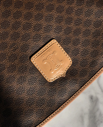 CELINE Macadam Flap Crossbody Shoulder bag Brown Vintage Old CELINE f873rk
