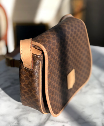 CELINE Macadam Flap Crossbody Shoulder bag Brown Vintage Old CELINE f873rk