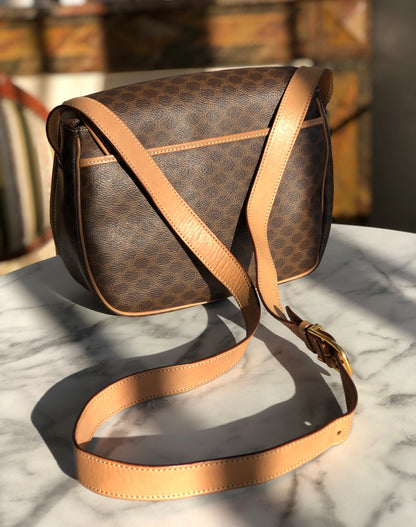 CELINE Macadam Flap Crossbody Shoulder bag Brown Vintage Old CELINE f873rk