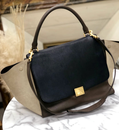 CELINE 2WAY 皮革肩背包 黑卡其色 黑色 舊款 Celine ukbr8v