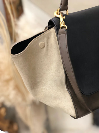CELINE 2WAY 皮革肩背包 黑卡其色 黑色 舊款 Celine ukbr8v