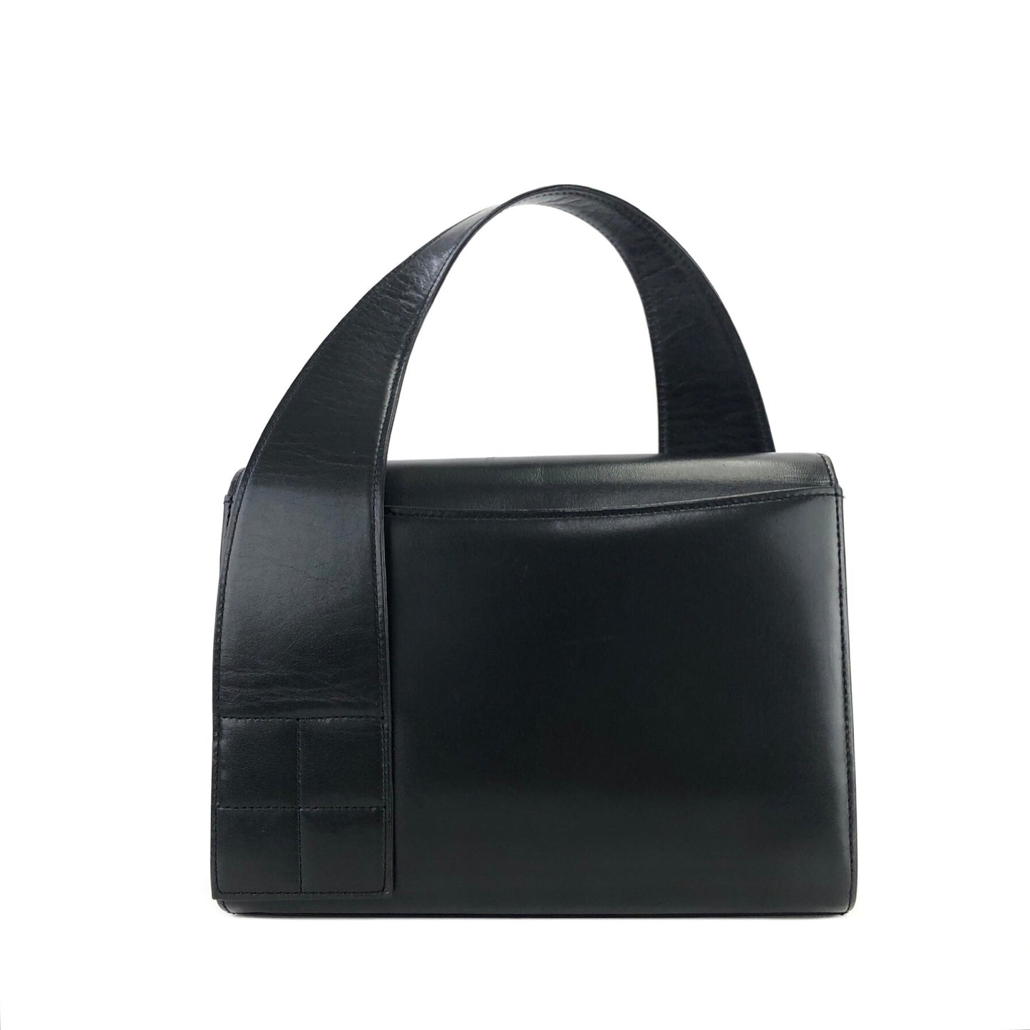 GIVENCHY Logo Flap Handbag Black Vintage Old d3htvy