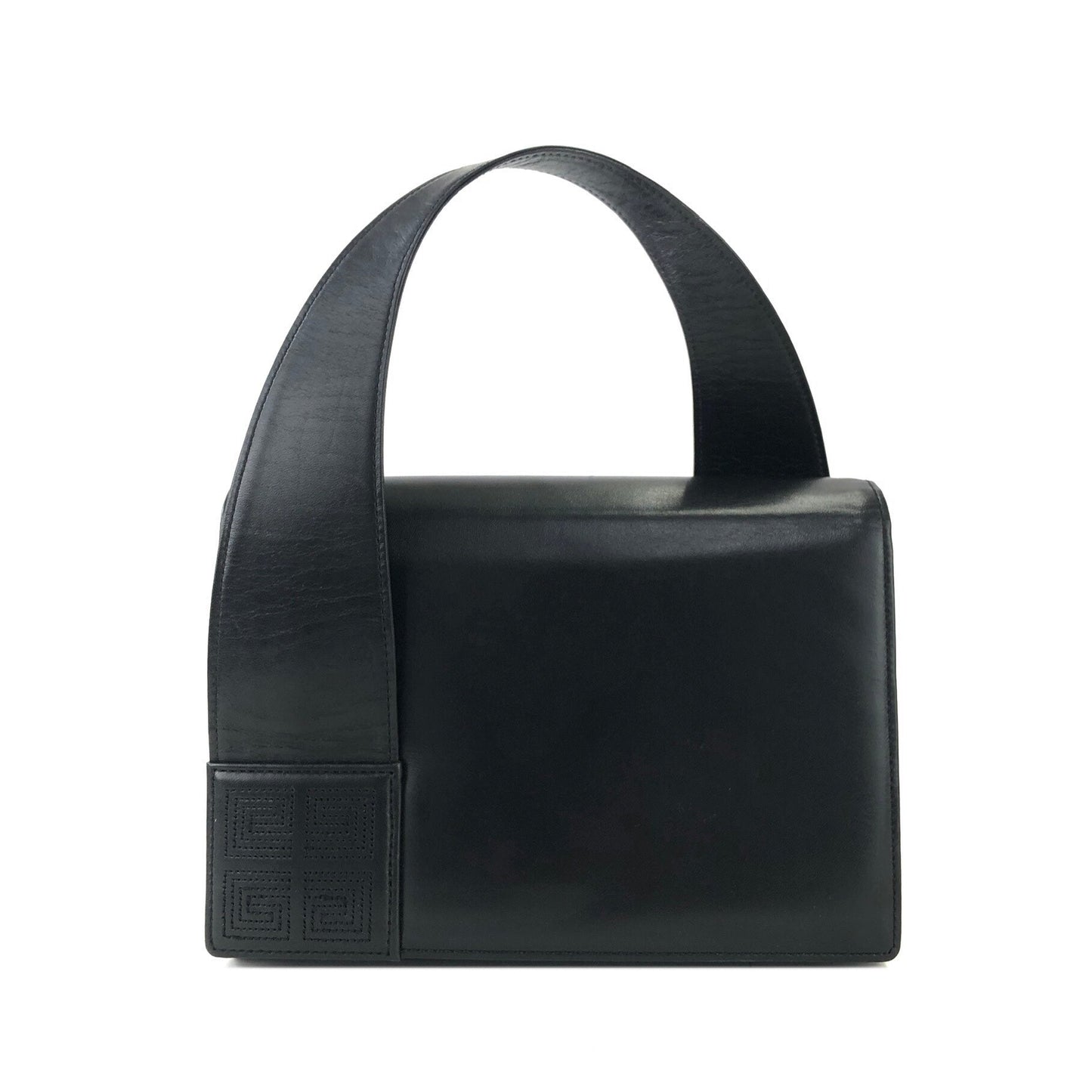 GIVENCHY Logo Flap Handbag Black Vintage Old d3htvy