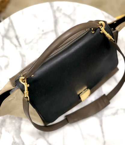 CELINE 2WAY 皮革肩背包 黑卡其色 黑色 舊款 Celine ukbr8v
