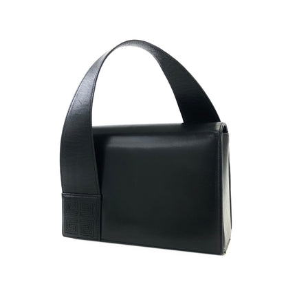 GIVENCHY Logo Flap Handbag Black Vintage Old d3htvy