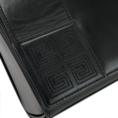 GIVENCHY Logo Flap Handbag Black Vintage Old d3htvy