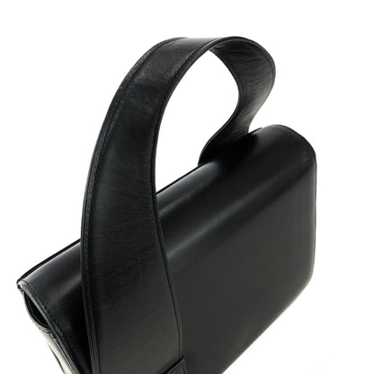 GIVENCHY Logo Flap Handbag Black Vintage Old d3htvy