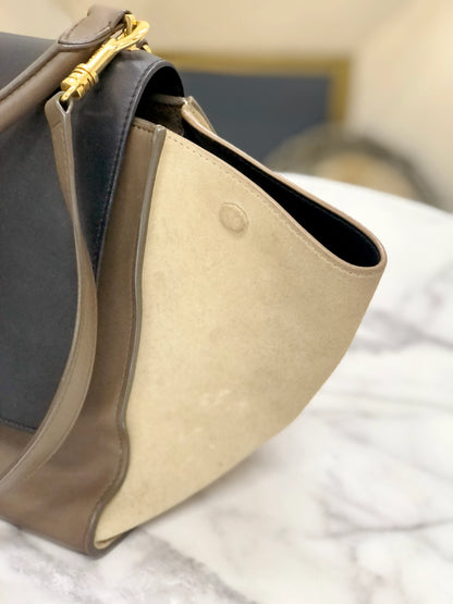 CELINE 2WAY 皮革肩背包 黑卡其色 黑色 舊款 Celine ukbr8v