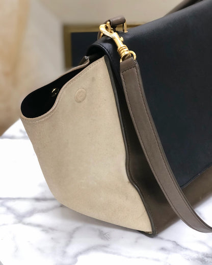CELINE 2WAY 皮革肩背包 黑卡其色 黑色 舊款 Celine ukbr8v