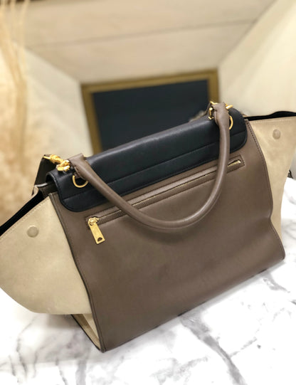 CELINE 2WAY 皮革肩背包 黑卡其色 黑色 舊款 Celine ukbr8v