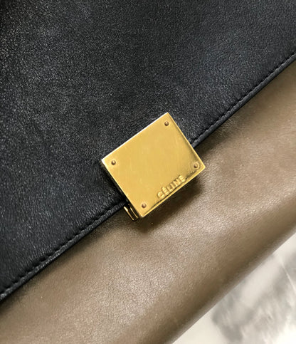 CELINE 2WAY 皮革肩背包 黑卡其色 黑色 舊款 Celine ukbr8v