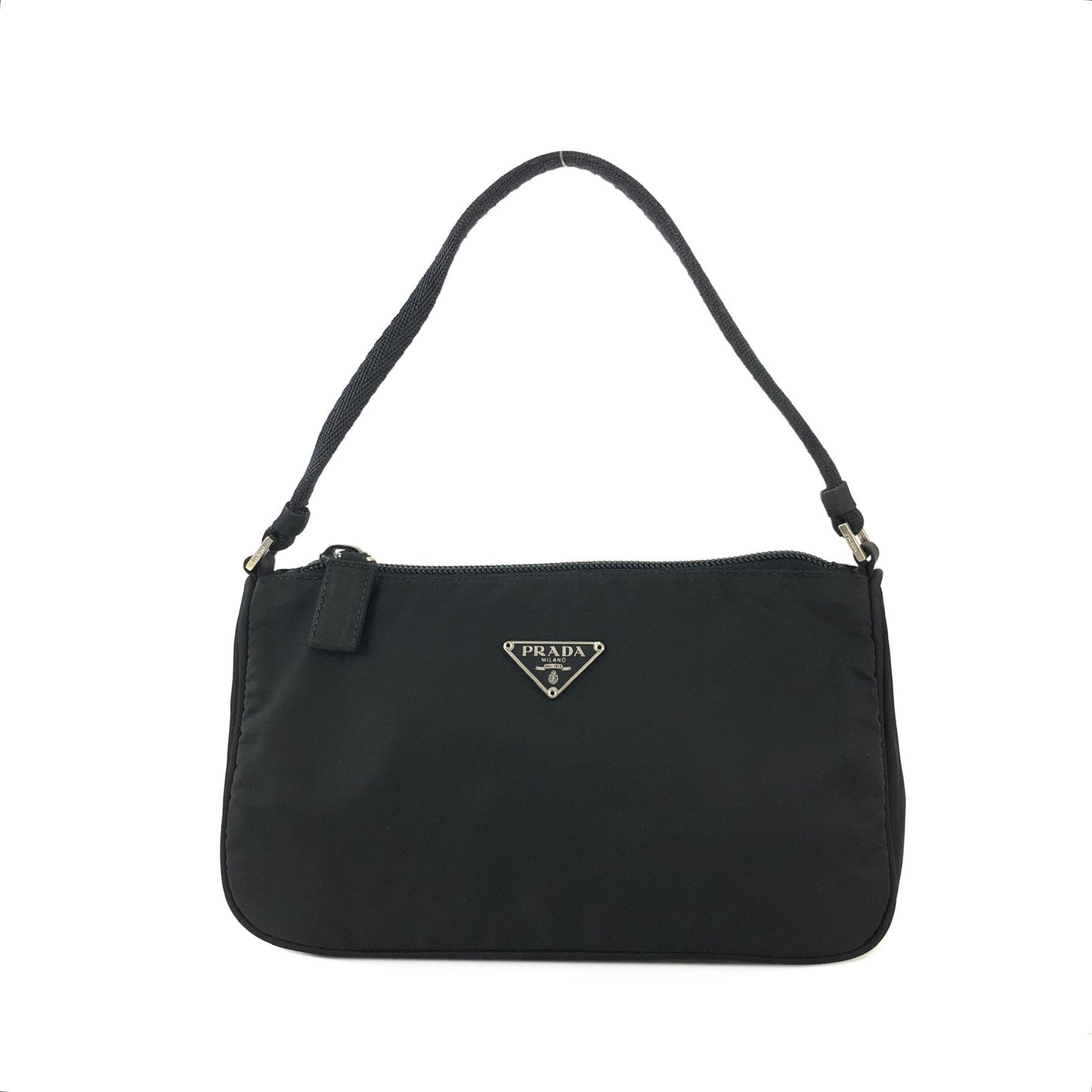 PRADA Triangle logo Nylon Small Handbag Black Vintage zxc8ev